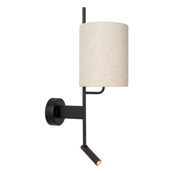 Lucide MAGIC - Wandlamp - 1xE27 - Met USB oplaadpunt - Zwart - uitgezet 1